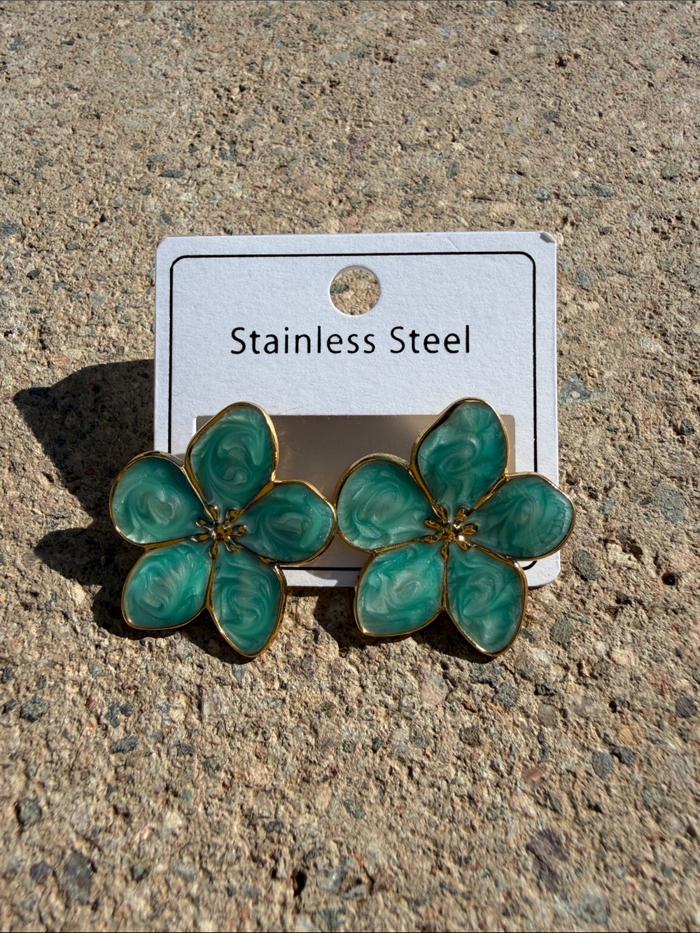 Teal Flower Stud Earrings